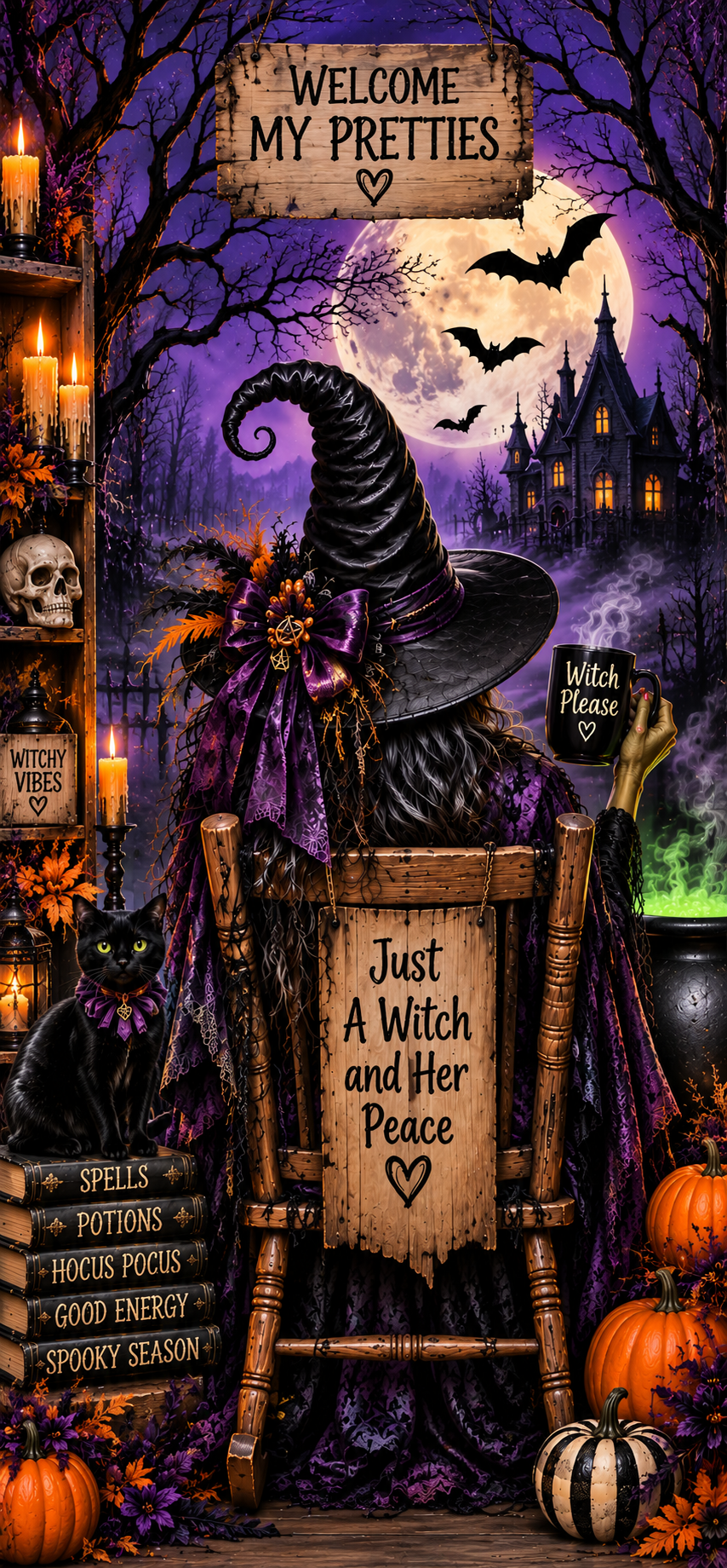 Just a Witch and Her Peace Door Wrap