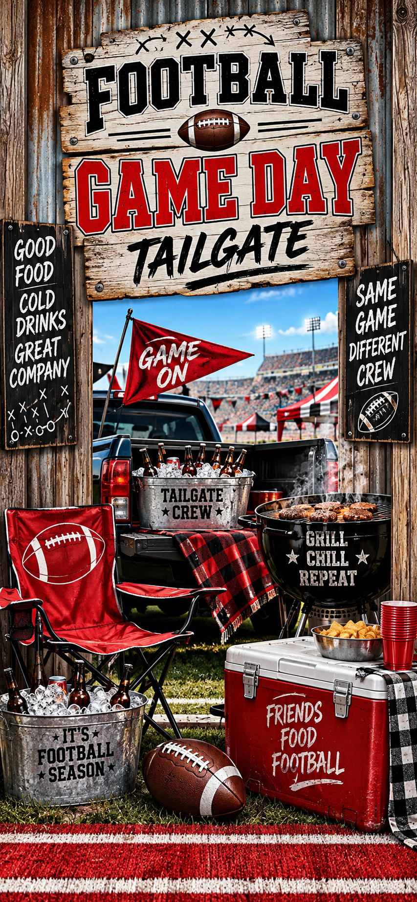 Football Game Day Tailgate Door Wrap