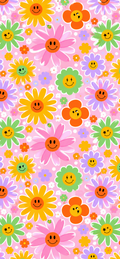 Groovy Smiley Flowers Door Wrap