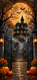 Haunted Mansion with Wrought Iron Gate