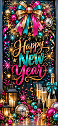 Funky New Year Sparkle Door Wrap