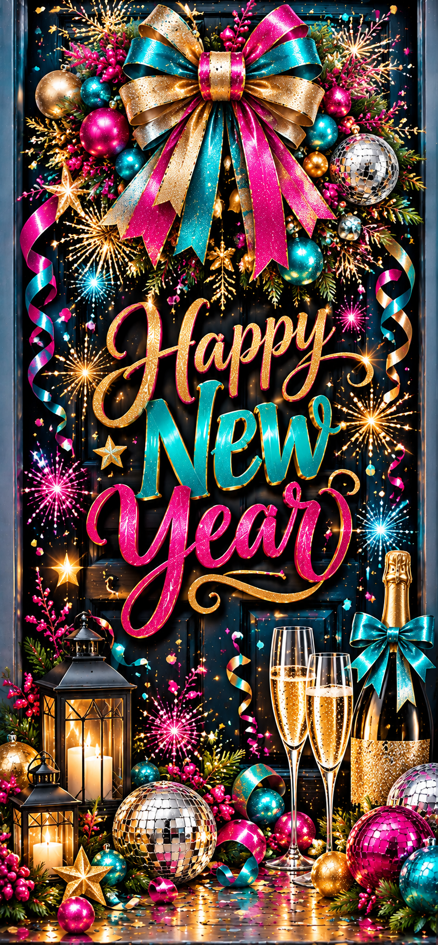 Funky New Year Sparkle Door Wrap