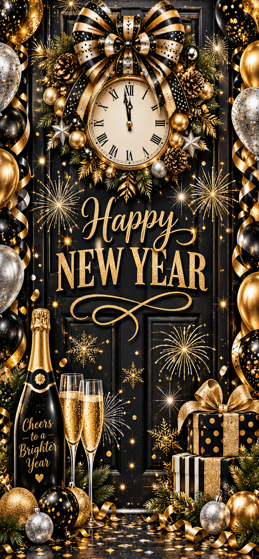 Midnight Sparkle New Year's Door Wrap