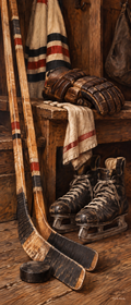 Vintage Hockey Equipment Door Wrap