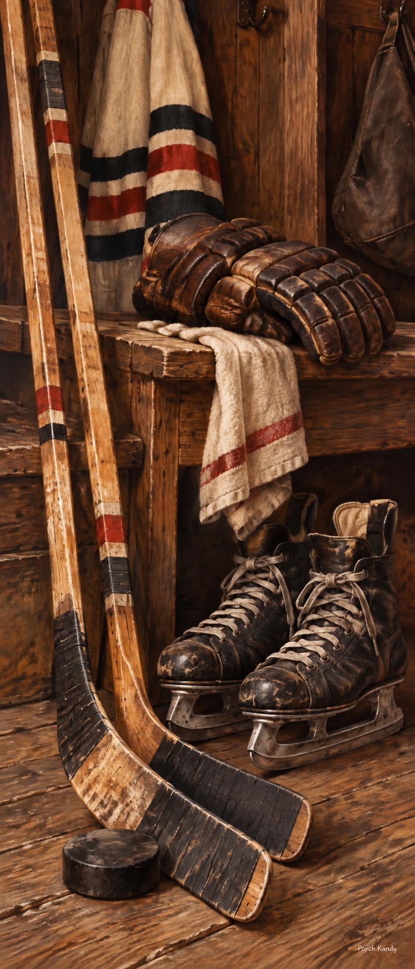 Vintage Hockey Equipment Door Wrap