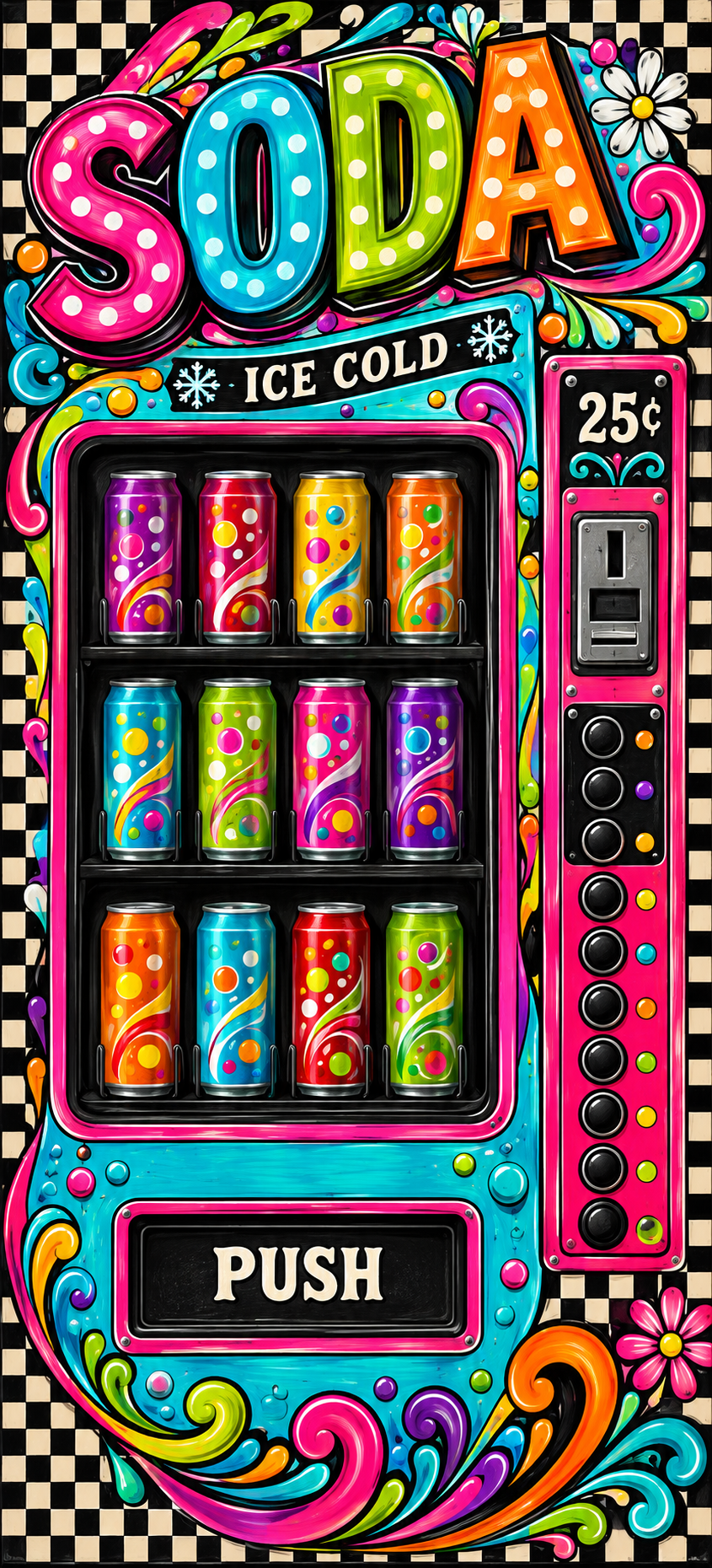 Retro Soda Machine Door Wrap