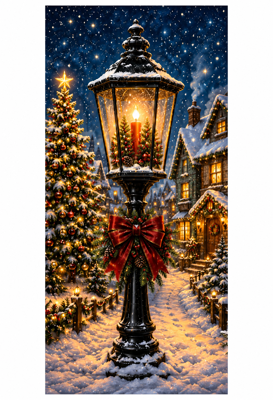 Christmas Village Lantern Door Wrap